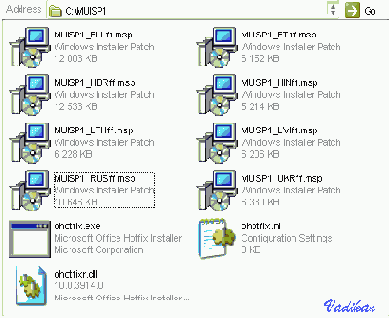 Этап 2 - Распаковка Office 2003 SP1 для MUI